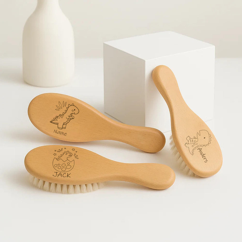 Brosse à Cheveux Personnalisée avec Nom, Brosse Mignonne Dinosaure — Monptitlou