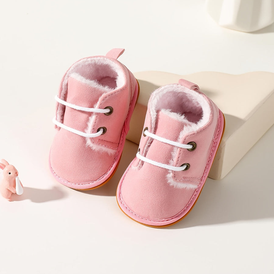 Chaussures d'Hiver pour Enfants 0-18 Mois Semelle Souple Doublure Polaire Style Coréen Chaussons de Marche Bébé 0-1 An 2