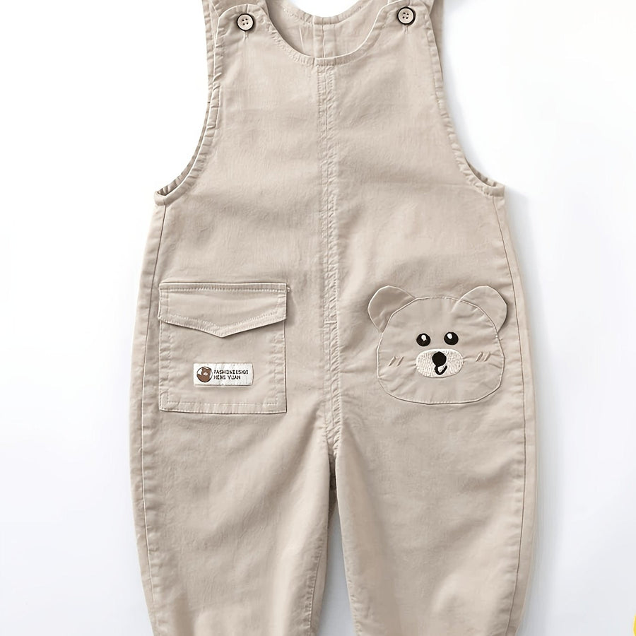 Salopette bébé légère et extensible à motif cartoon ours brodé — Monptitlou