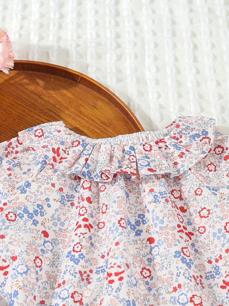 Haut manches longues imprimé fleurs mignon pour bébé fille — Monptitlou