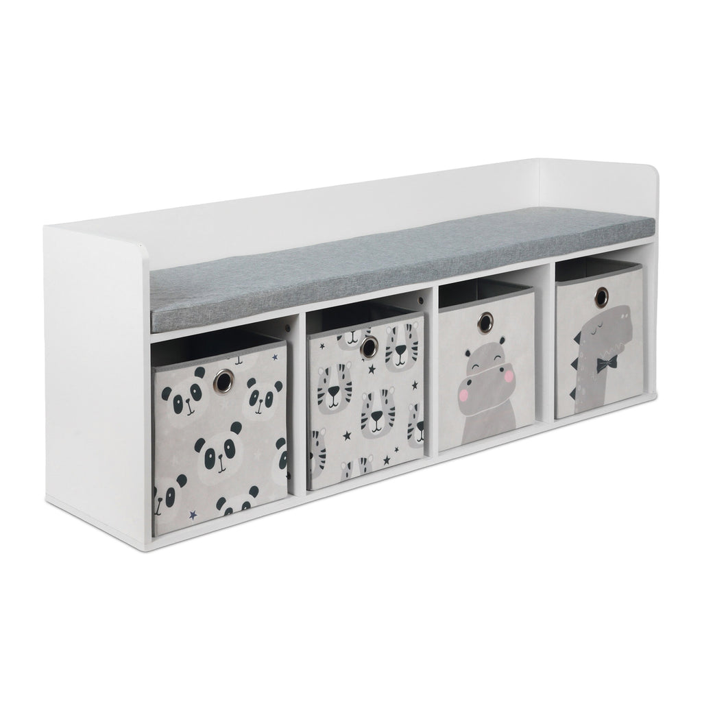 Banc pour Enfants en Gris/Blanc - (L) 142 x (H) 54 x (P) 32 cm — Monptitlou