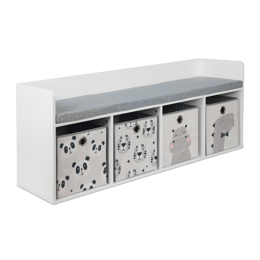 Banc pour Enfants en Gris/Blanc - (L) 142 x (H) 54 x (P) 32 cm — Monptitlou