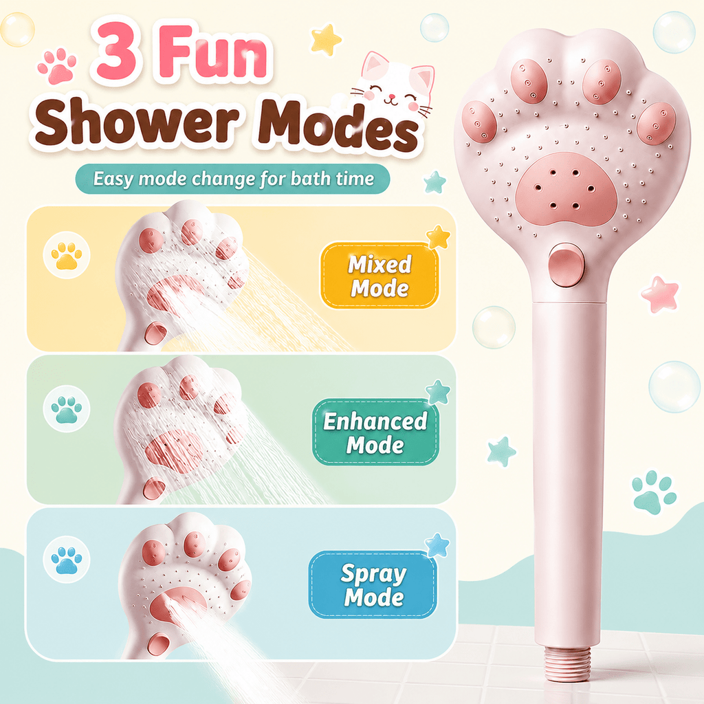 Ensemble de pommeau de douche à main en forme de patte de chat — Monptitlou