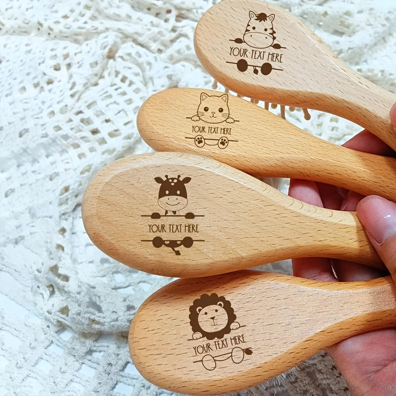 1 Set de brosse à cheveux et peigne en bois de hêtre personnalisé avec — Monptitlou