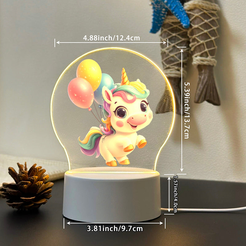 1 Lampe de table LED en acrylique, motif licorne — Monptitlou