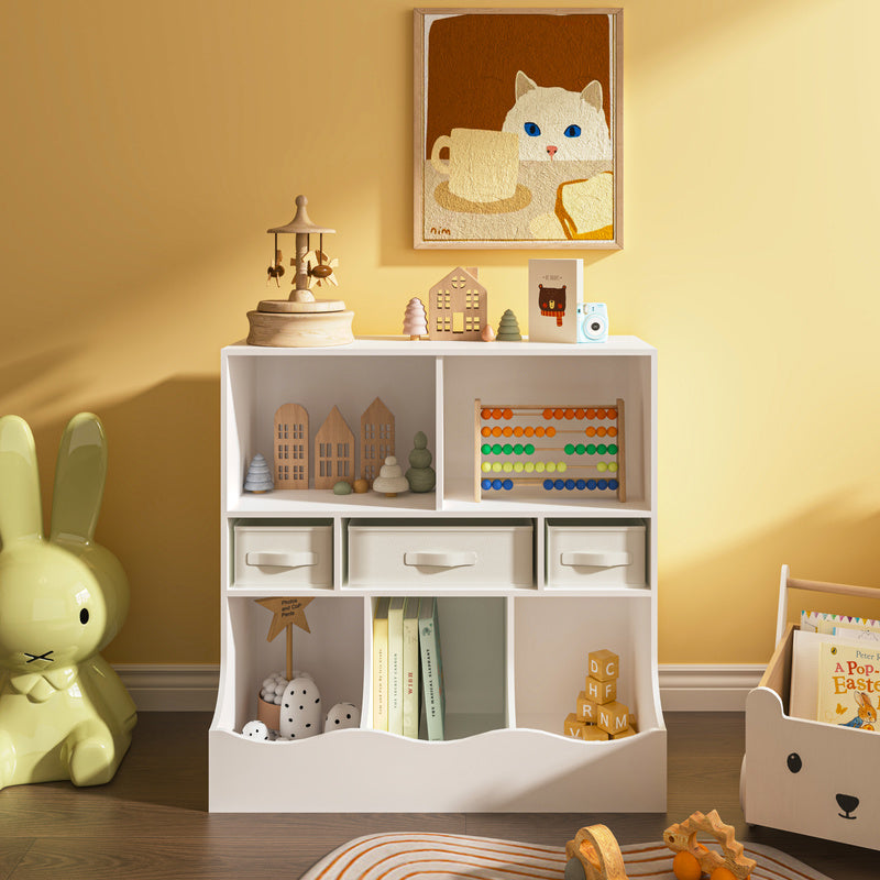 Étagère pour enfants Vastesa avec 5 compartiments et 3 boîtes pliables — Monptitlou