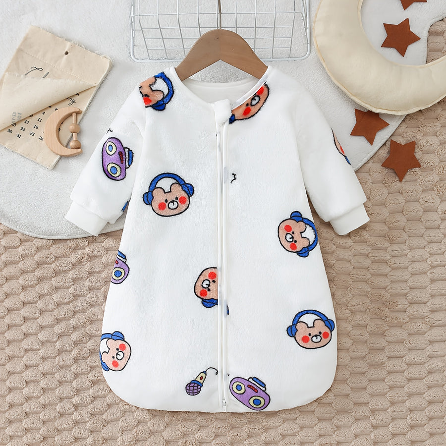 Ours en peluche à manches longues en flanelle réversible avec fermeture — Monptitlou