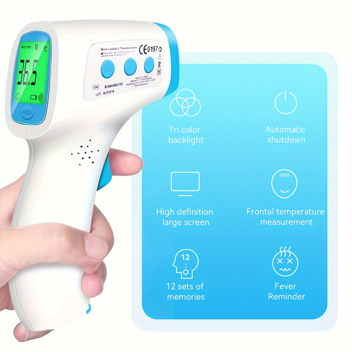 Thermomètre frontal numérique 3 en 1 sans contact — Monptitlou Image