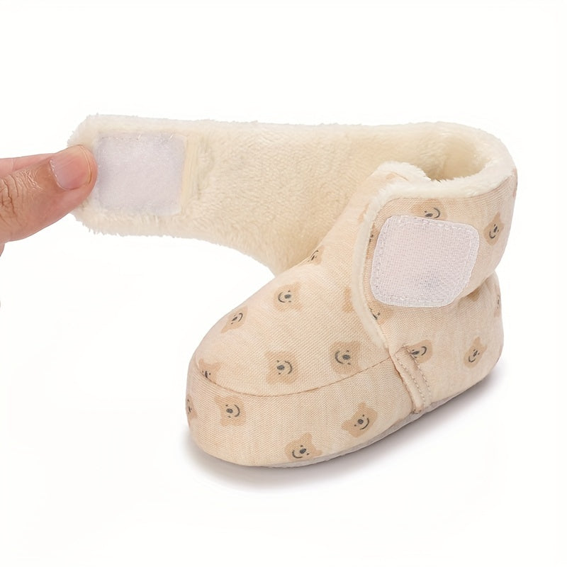 Chaussures et chaussettes d'hiver chaudes pour enfants, chaussures douces antidérapantes pour nouveau-né pour ramper et 