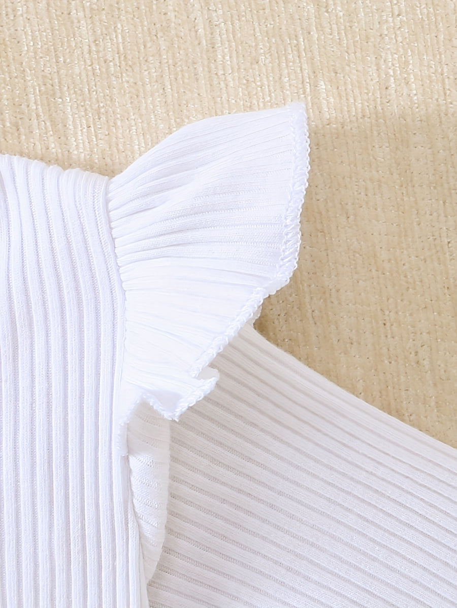 Ensemble pantalon à bretelles fleuries en velours côtelé et haut à — Monptitlou