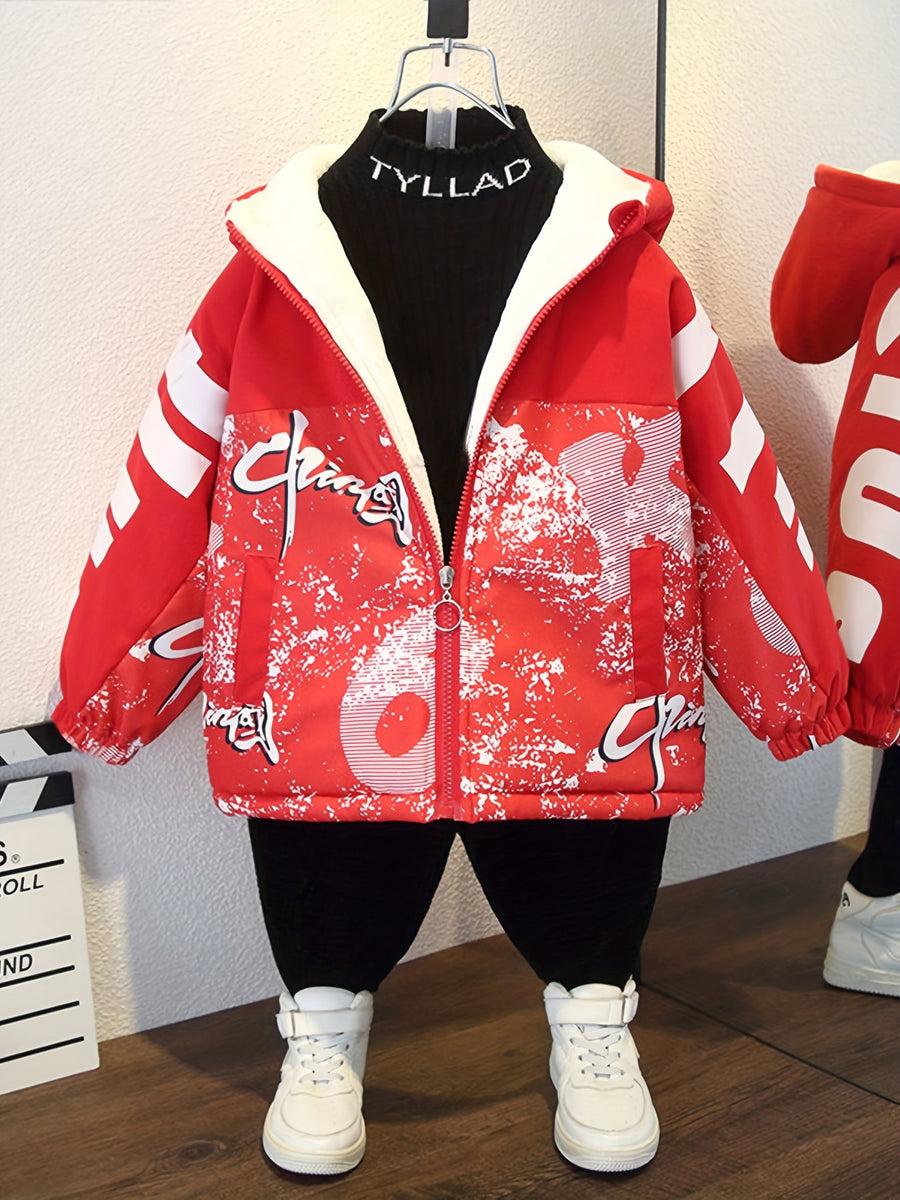 Veste d'automne/hiver pour garçons, doublée avec capuche — Monptitlou
