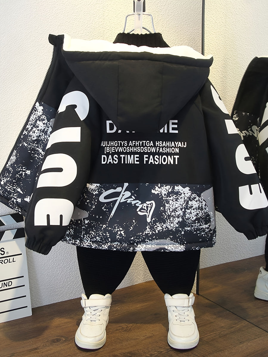 Veste d'automne/hiver pour garçons, doublée avec capuche — Monptitlou