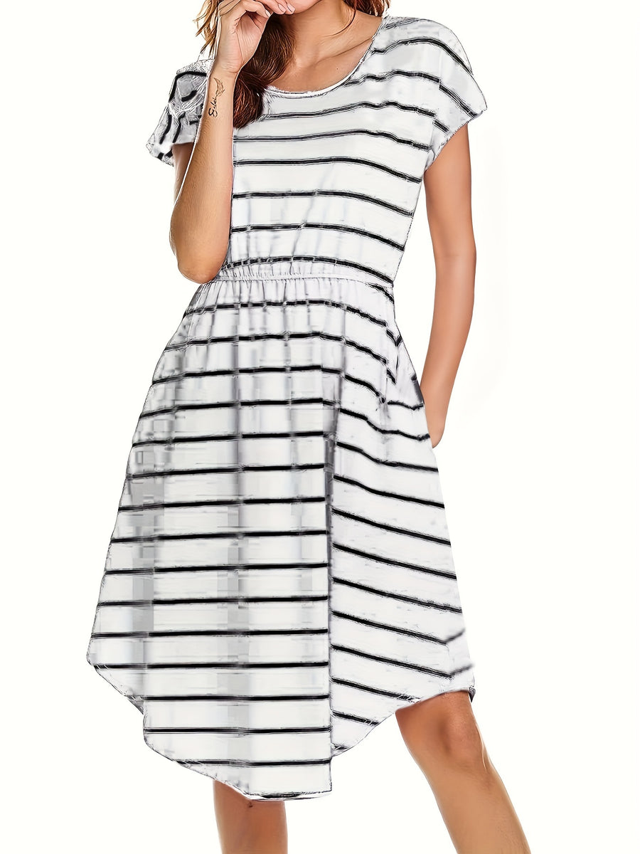 Robe de maternité et d'allaitement multifonctionnelle à rayures