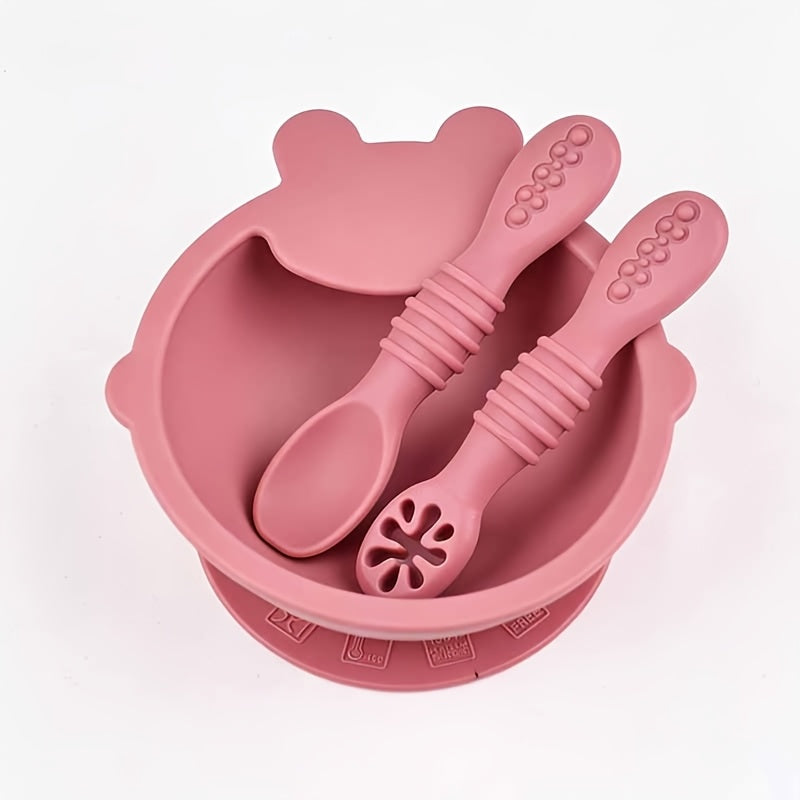 Lot de bol alimentaire en silicone pour bébé avec ventouse et cuillère — Monptitlou