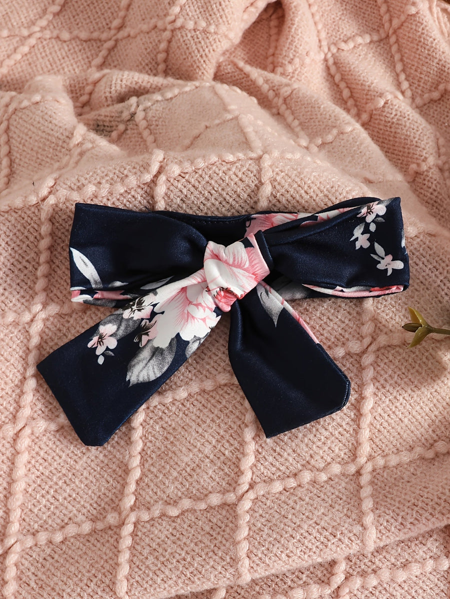 Combinaison à manches longues imprimée fleurs avec foulard, tenue d'extérieur