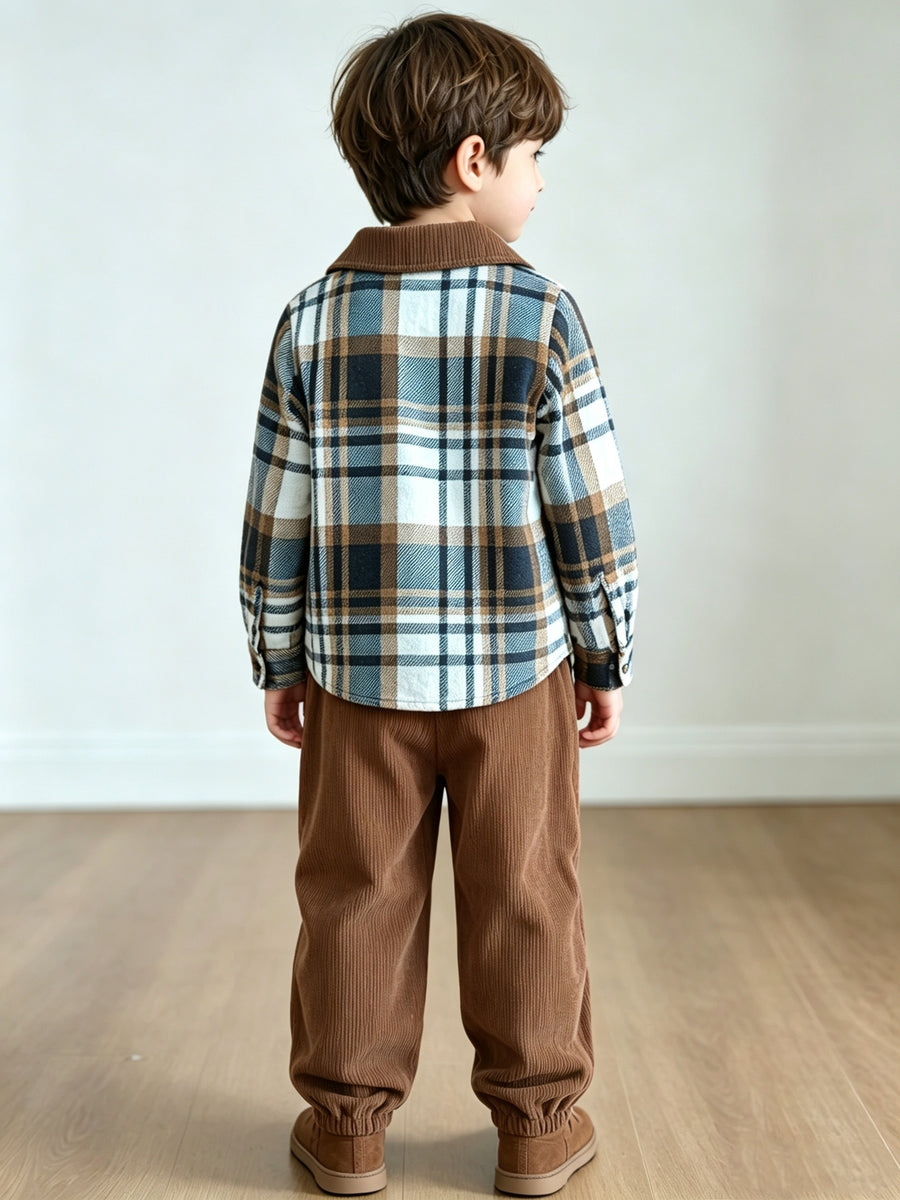 Nouveau ensemble rentrée scolaire automne-hiver pour garçons : chemise — Monptitlou