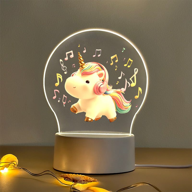 1 Lampe de table LED en acrylique, motif licorne — Monptitlou
