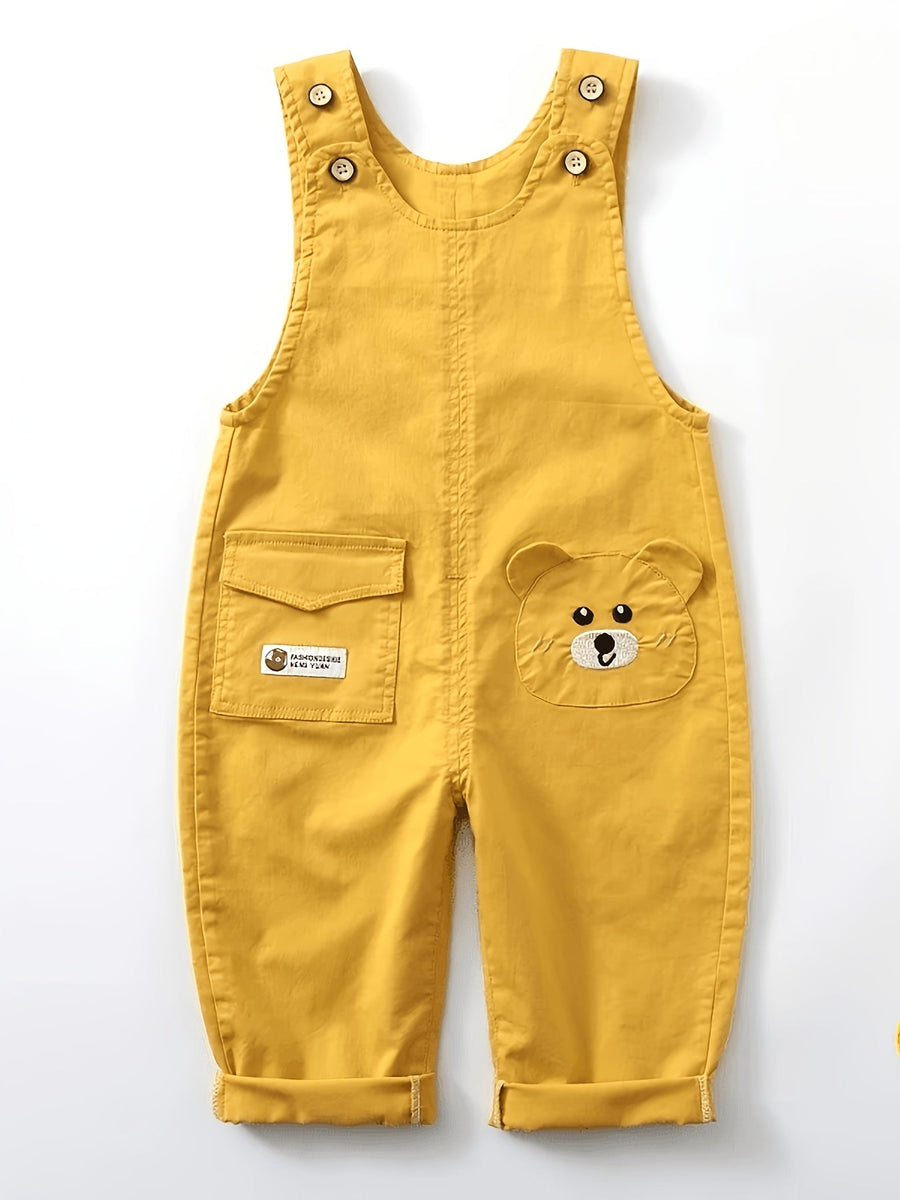 Salopette bébé légère et extensible à motif cartoon ours brodé — Monptitlou