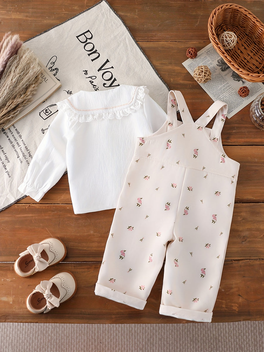 Ensemble 2 pièces pour filles : Chemise mignonne décontractée à longues — Monptitlou