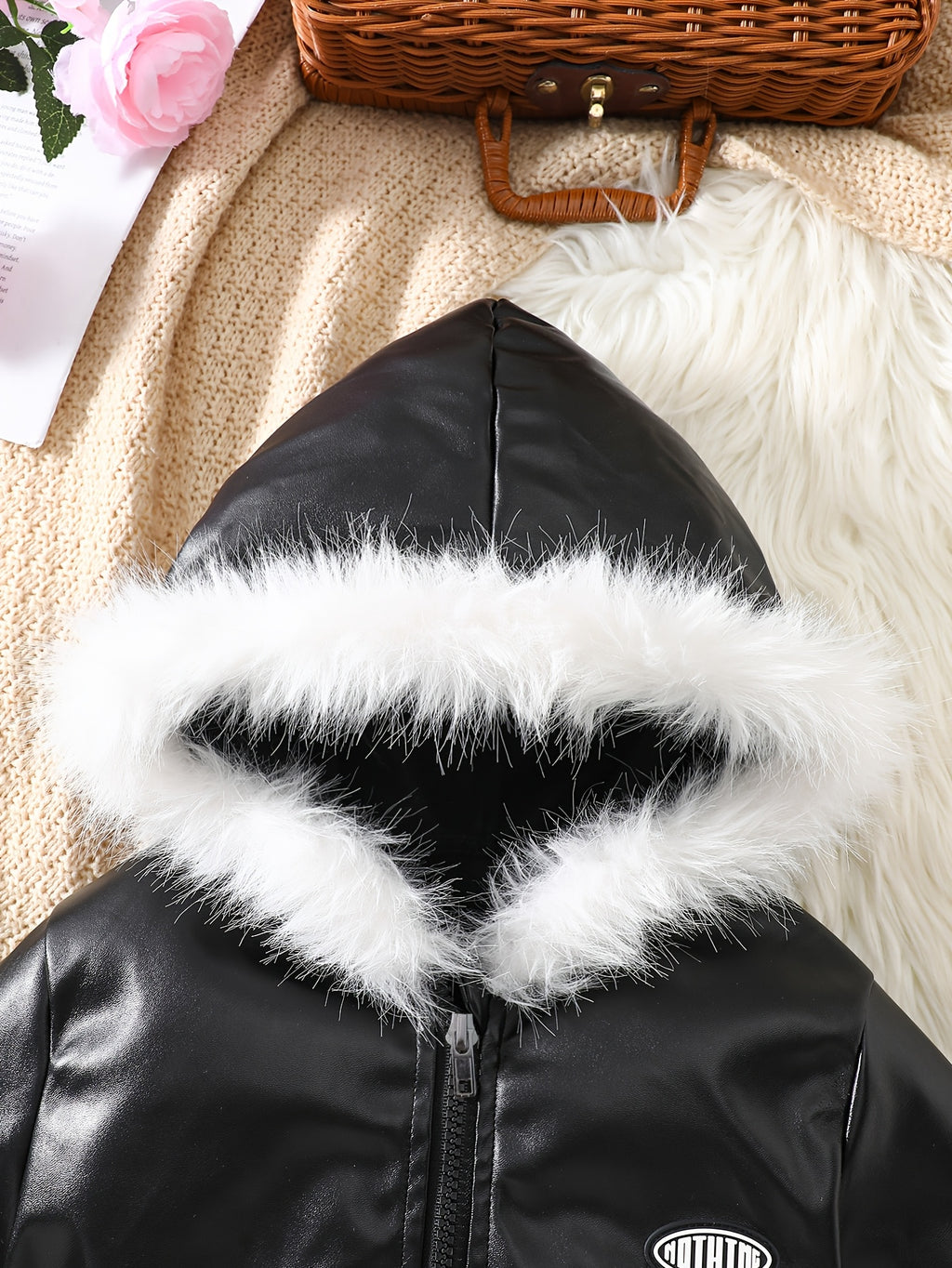 Veste à capuche pour fille avec petite décoration d'étiquette Zhangzi + — Monptitlou