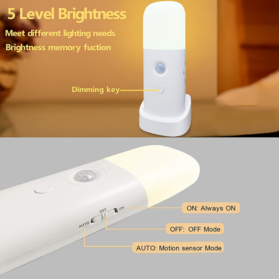 Lampe de nuit à détection de mouvement LED, 1 pc, USB rechargeable — Monptitlou