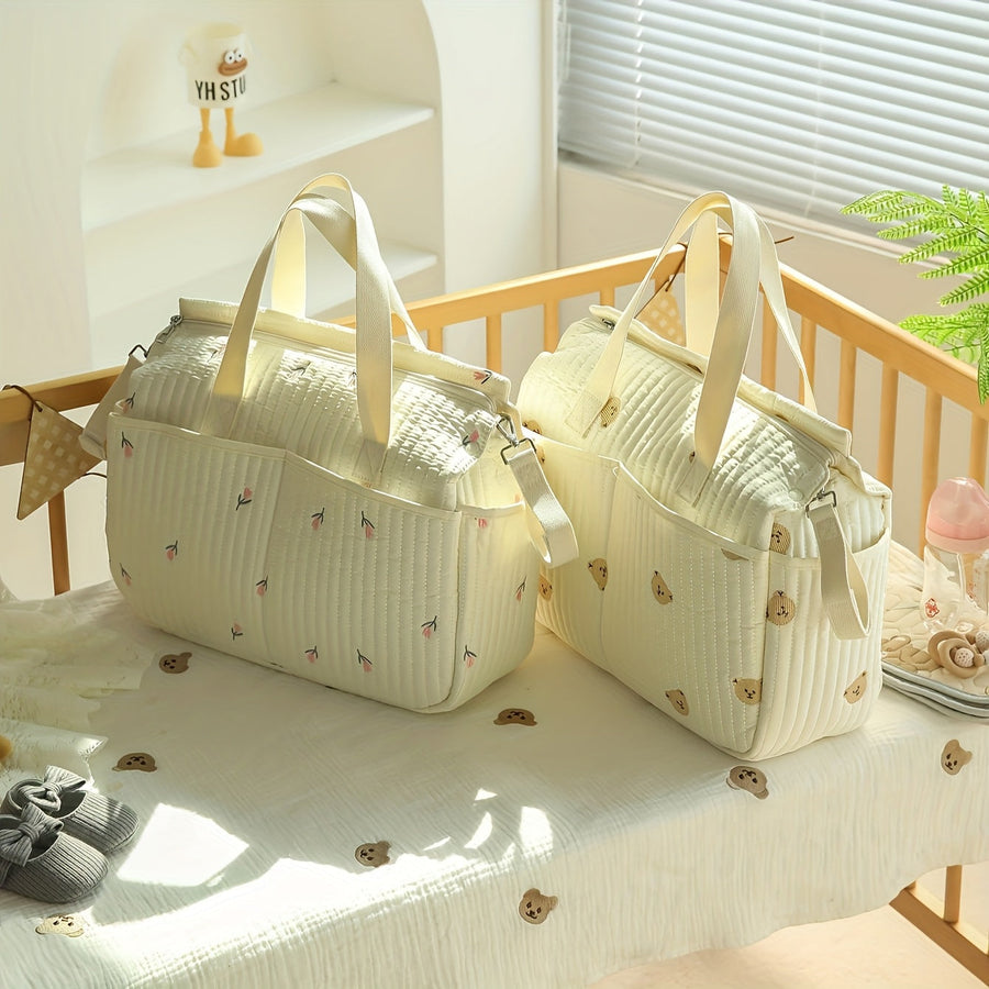Sac de maternité portable style coréen avec broderie ours — Monptitlou