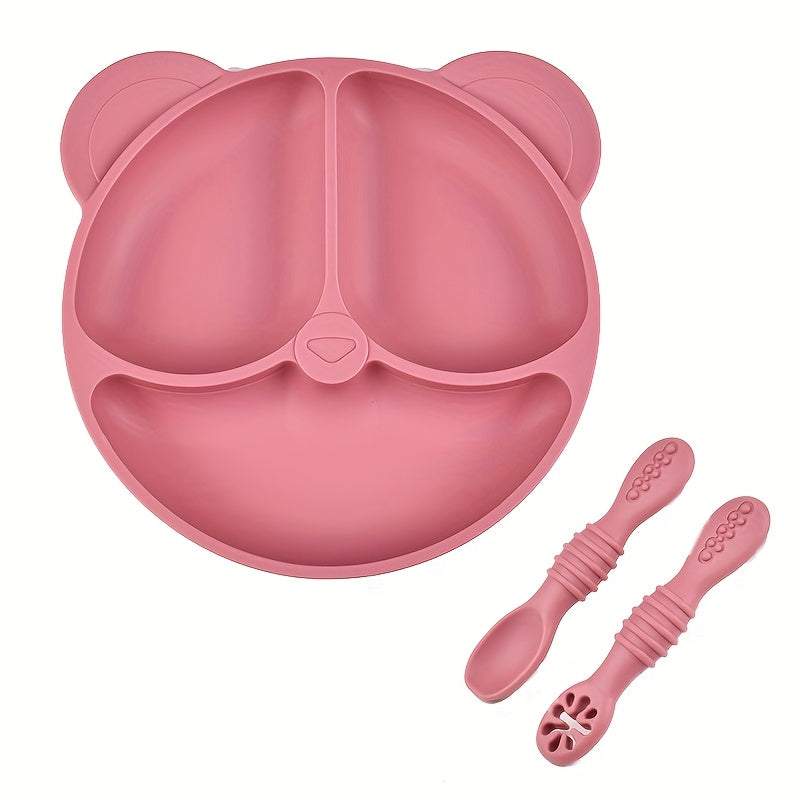 [Cadeau pour enfants] Assiette Divisée en Silicone (avec Ventouse) et 2 — Monptitlou