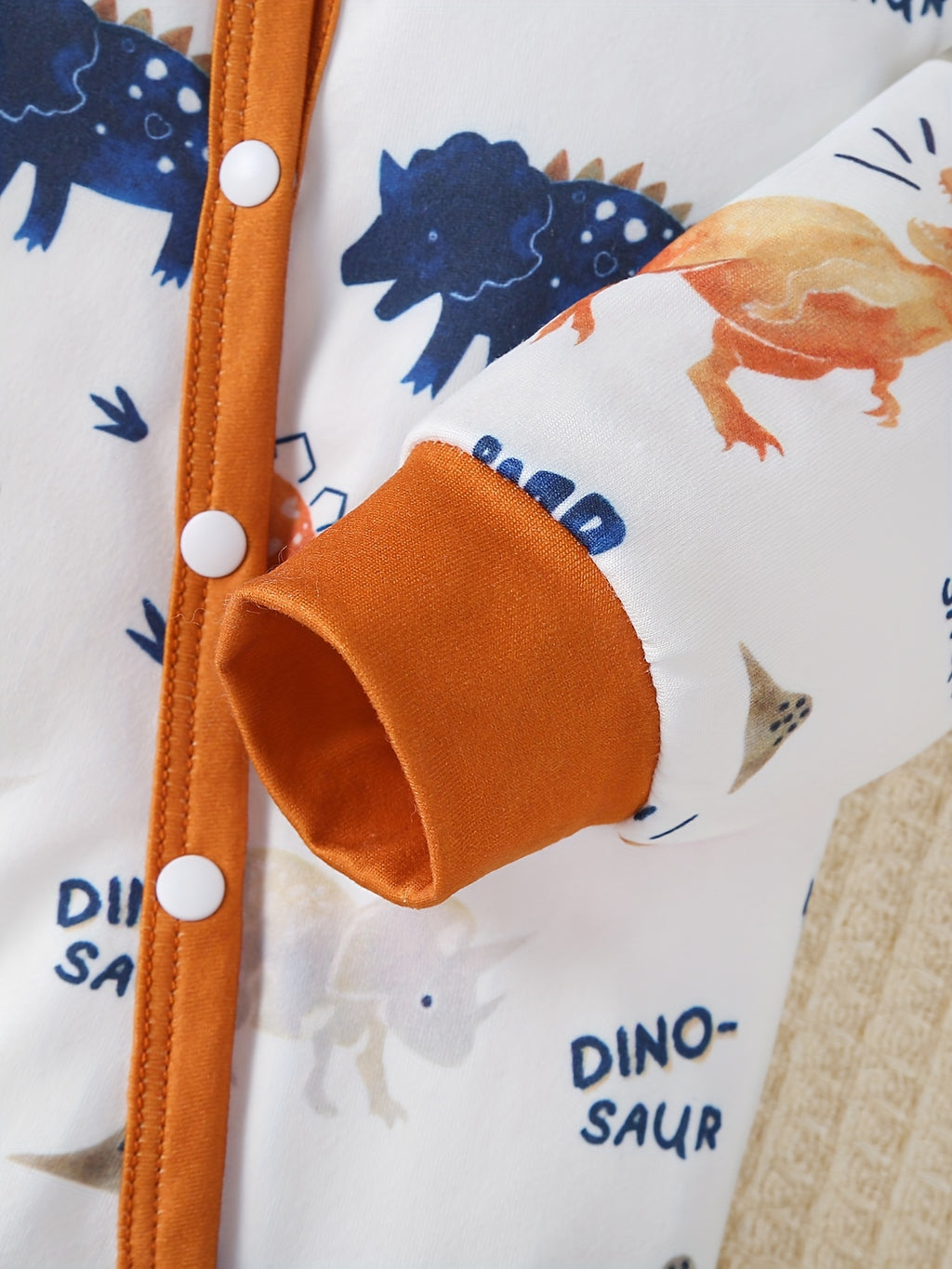 Ensemble bodysuit et bonnet pour garçon à rayures avec motif dinosaure — Monptitlou