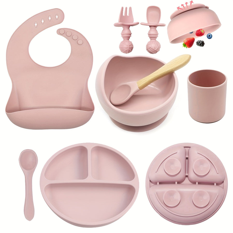 Set d'alimentation bébé en silicone, incluant bol avec ventouse — Monptitlou