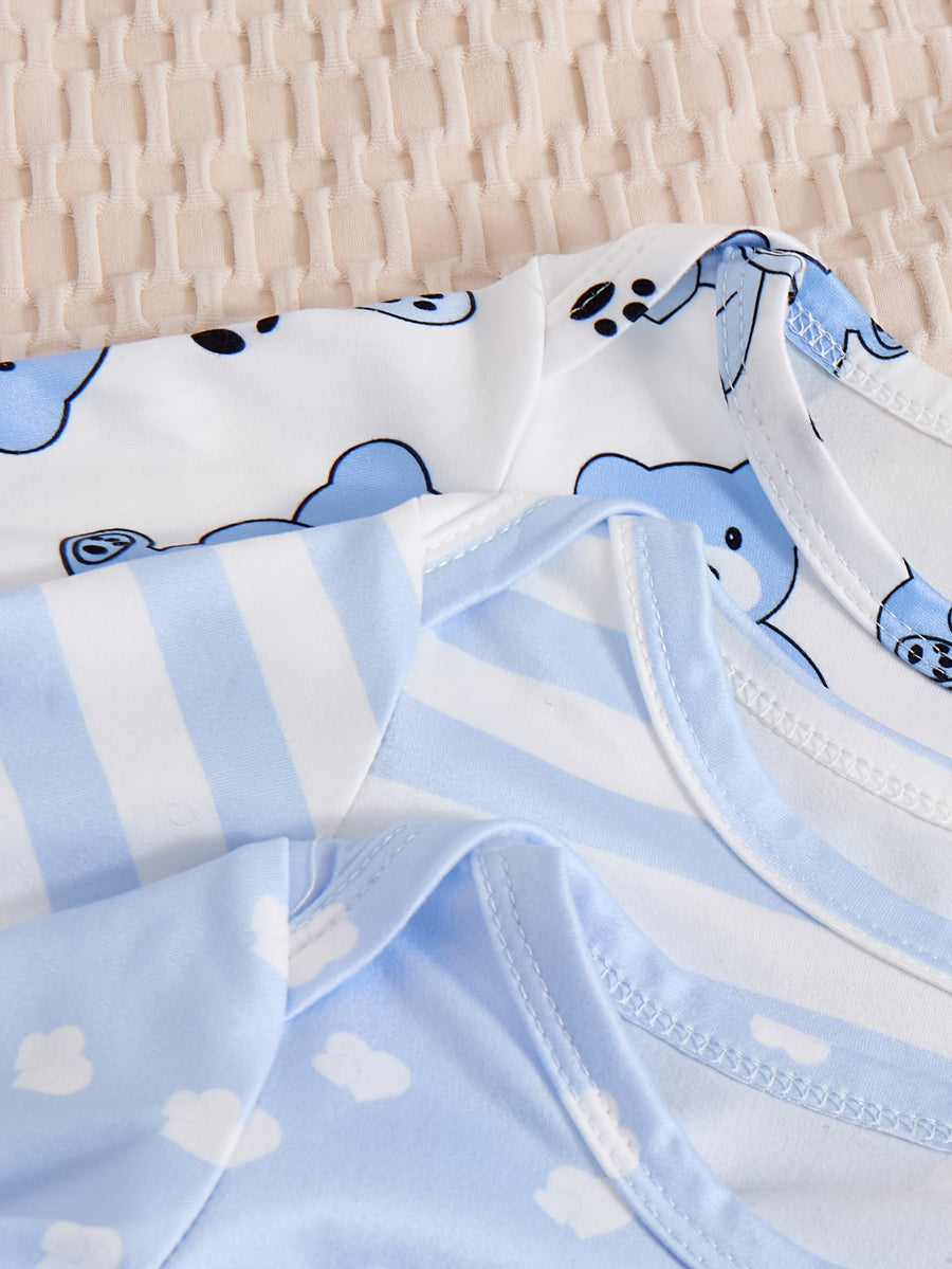 Ensemble trois pièces de pyjama à pieds pour bébés garçons — Monptitlou