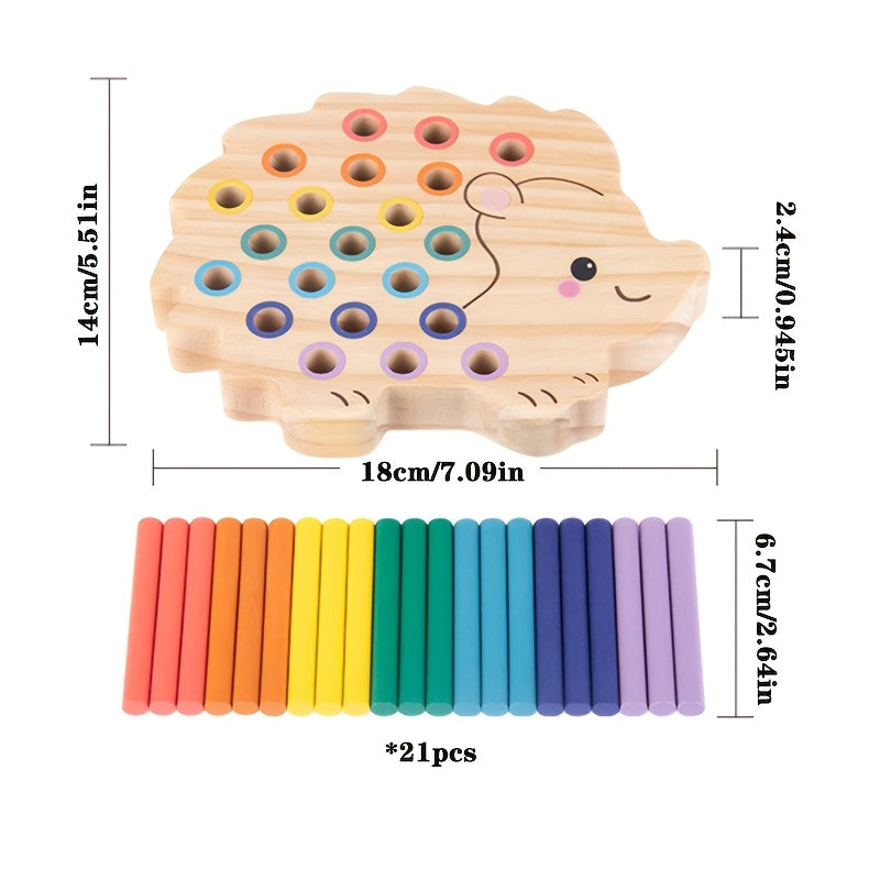 Jouet hérisson en bois multicolore pour enfants — Monptitlou Image