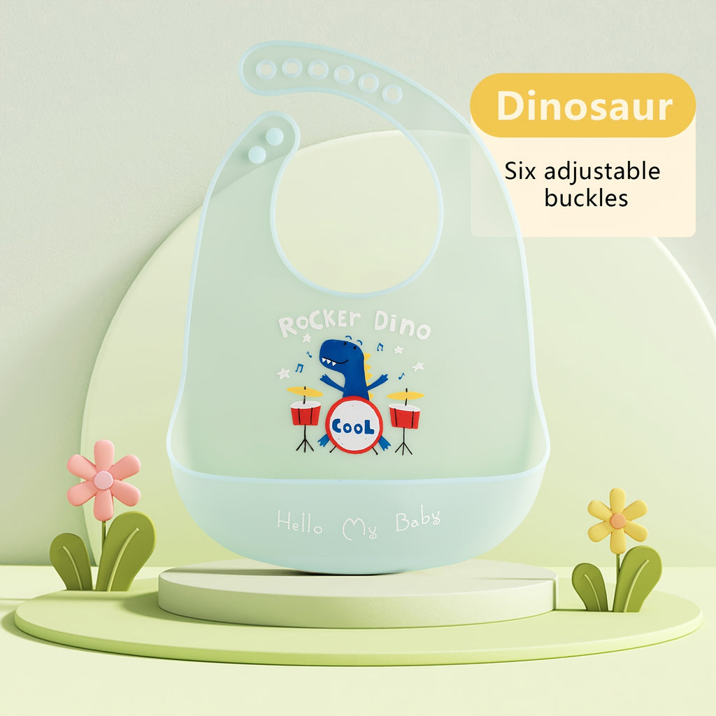 1 bavoir mignon en silicone pour bébé avec bande de cou réglable — Monptitlou