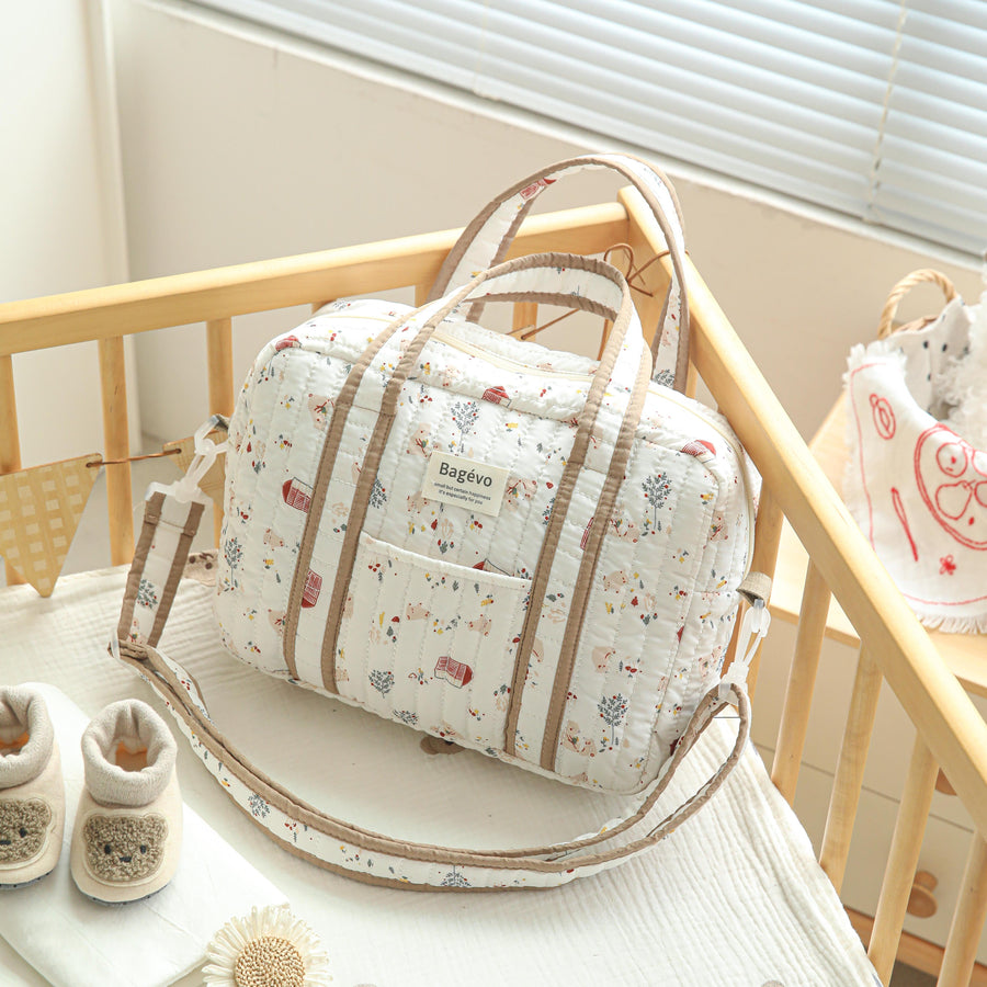 Sac fourre-tout mignon pour maman, motif floral et matelassé — Monptitlou
