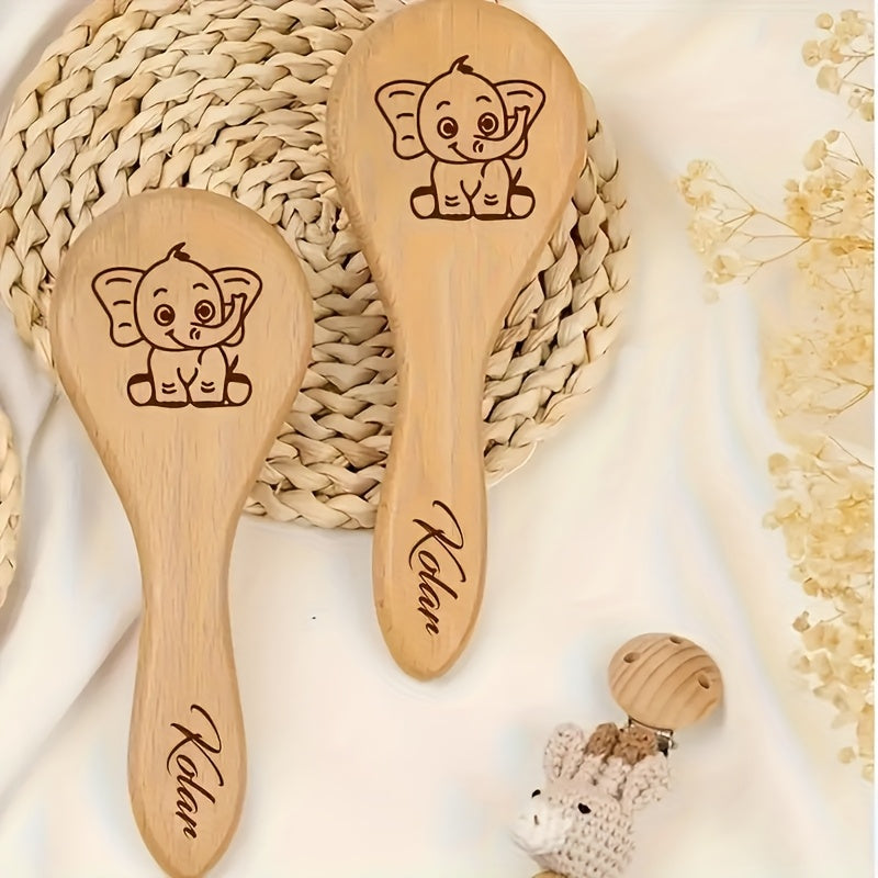 Une brosse à cheveux personnalisée avec un motif d'éléphant — Monptitlou