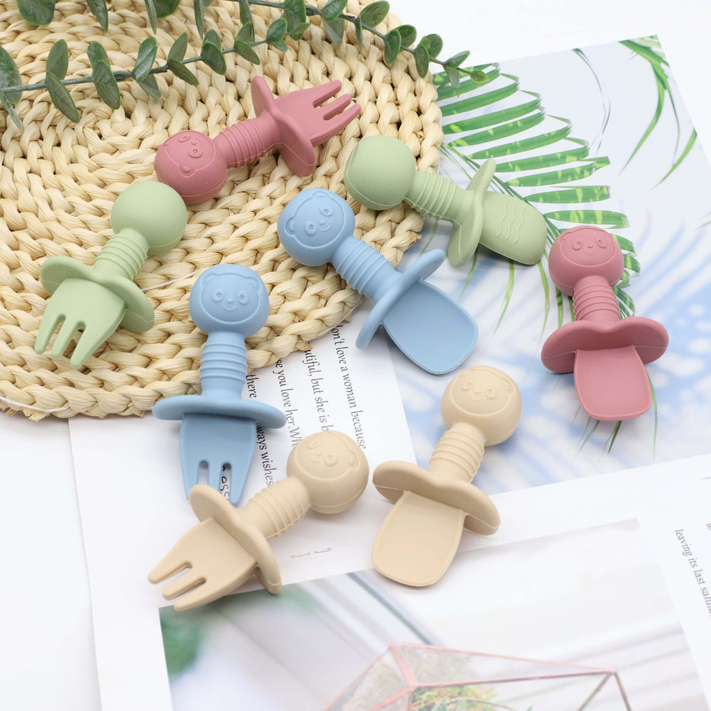 Ensemble de couverts cuillère et fourchette courte pour alimentation — Monptitlou
