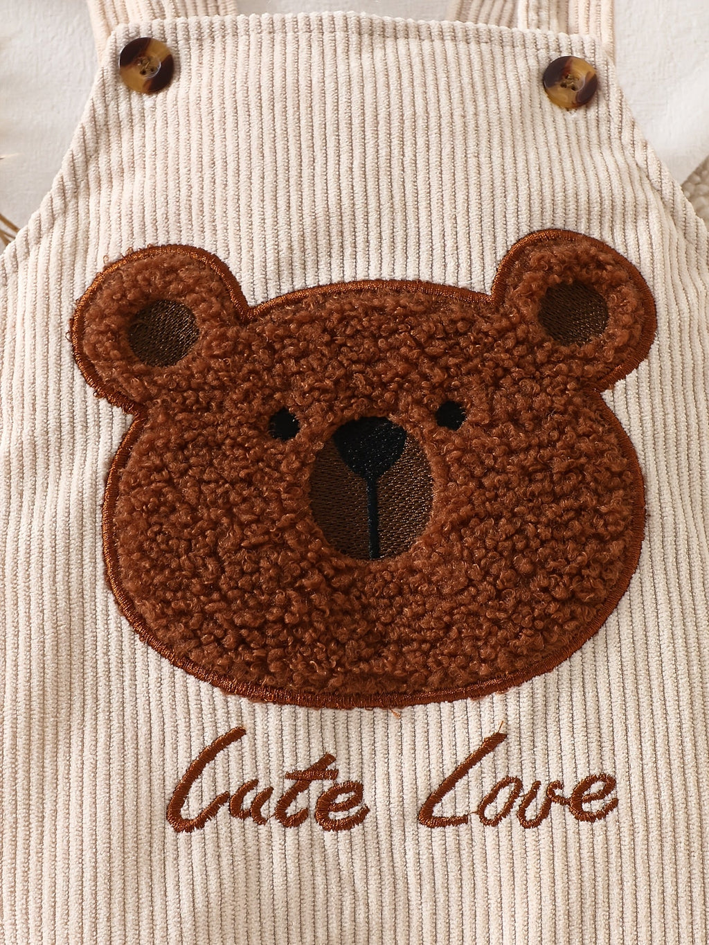 Combinaison Droite à Tête d'Ours Brun Mignon en Couleur Abricot Doux — Monptitlou