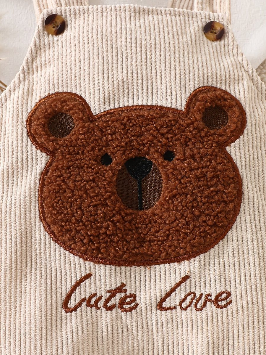 Combinaison Droite à Tête d'Ours Brun Mignon en Couleur Abricot Doux — Monptitlou