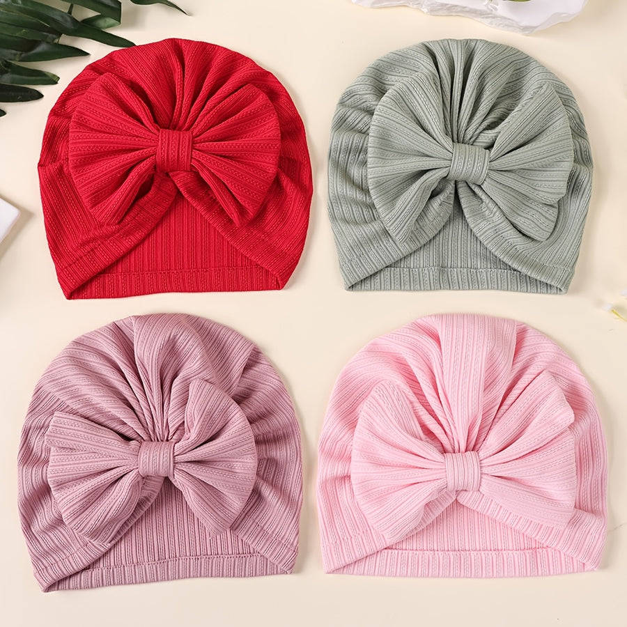 2/3/8pcs Chapeau à nœud en tissu rayé de couleur unie, super élastique — Monptitlou