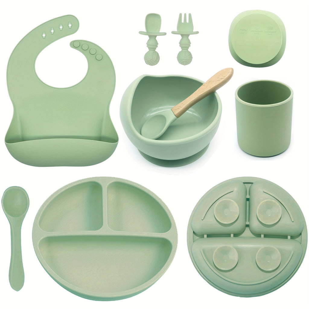 Set d'alimentation bébé en silicone, incluant bol avec ventouse — Monptitlou