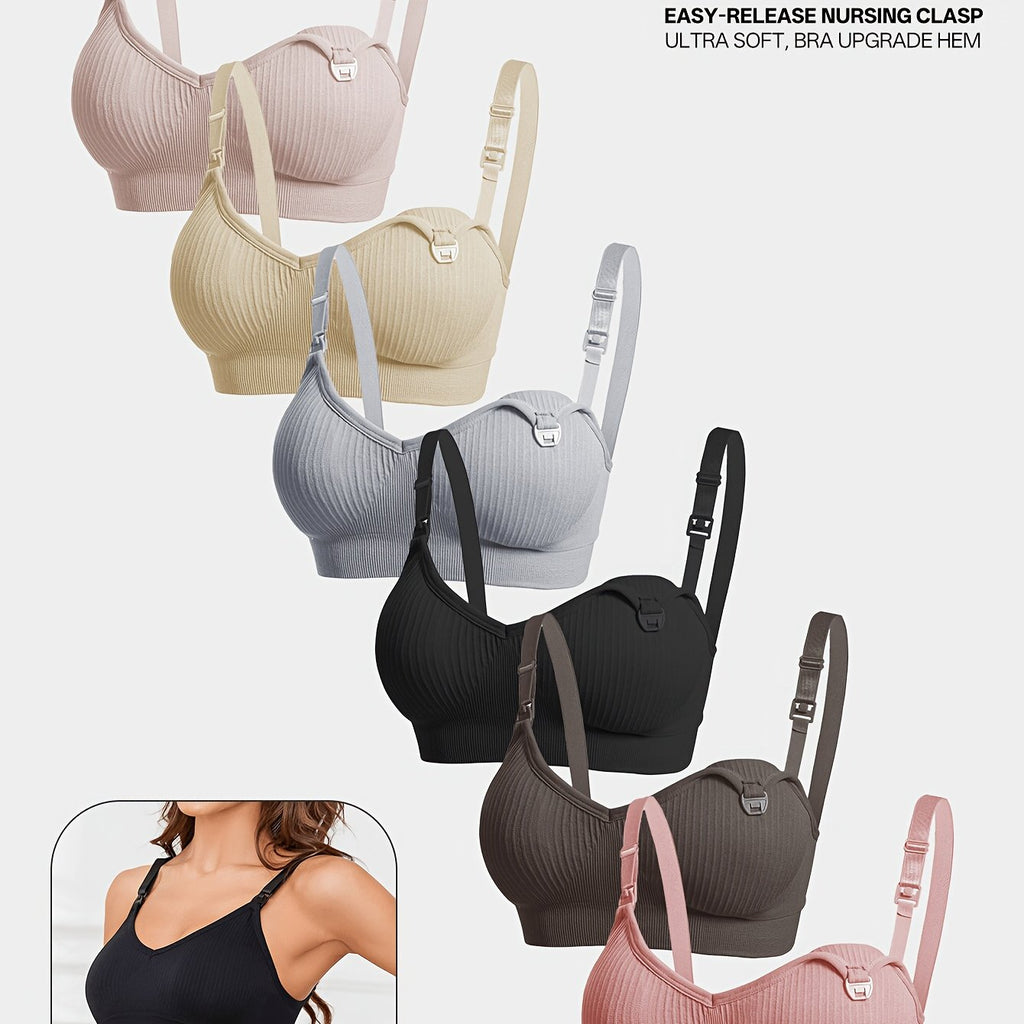 6 soutiens-gorge d’allaitement en nylon, confortables — Monptitlou