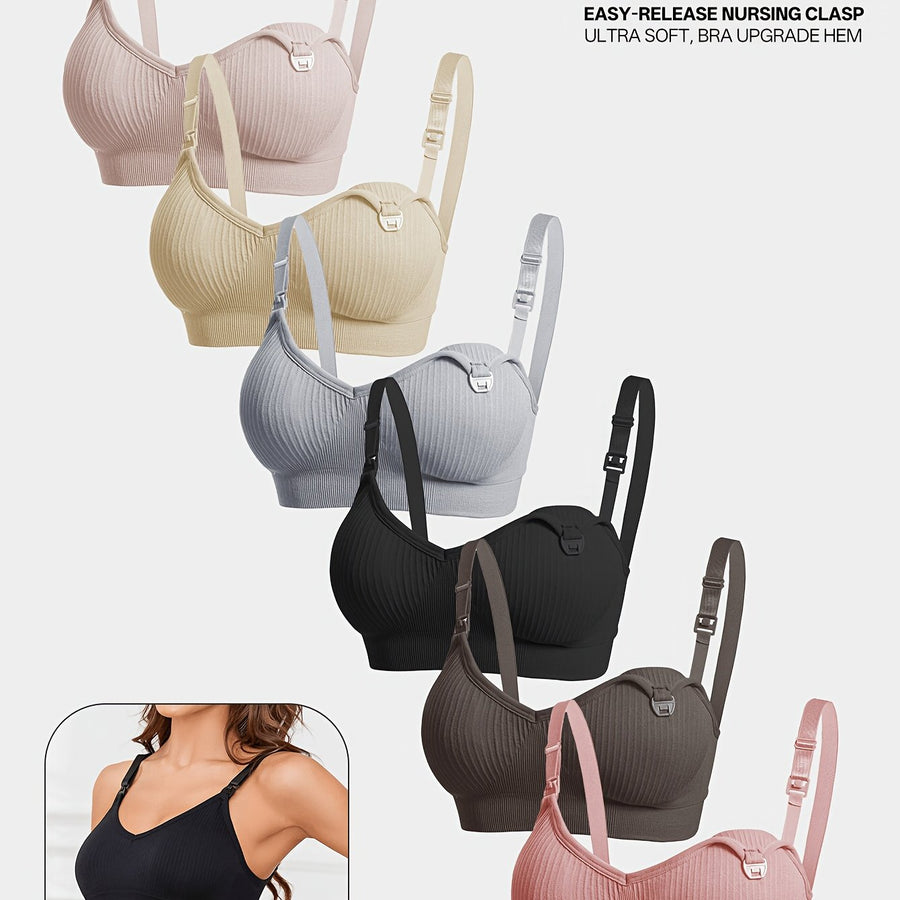 6 soutiens-gorge d’allaitement en nylon, confortables — Monptitlou