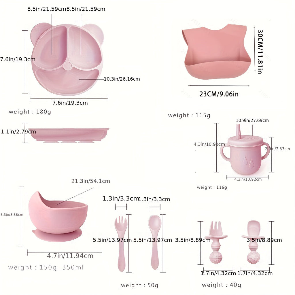 Ensemble d'alimentation pour bébé en silicone, 10 pièces — Monptitlou