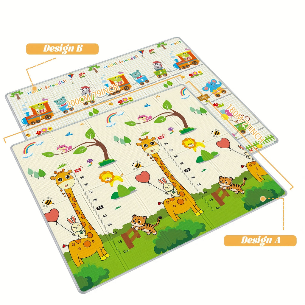 Tapis d'éveil bébé extra large 200X180Cm, conception réversible — Monptitlou