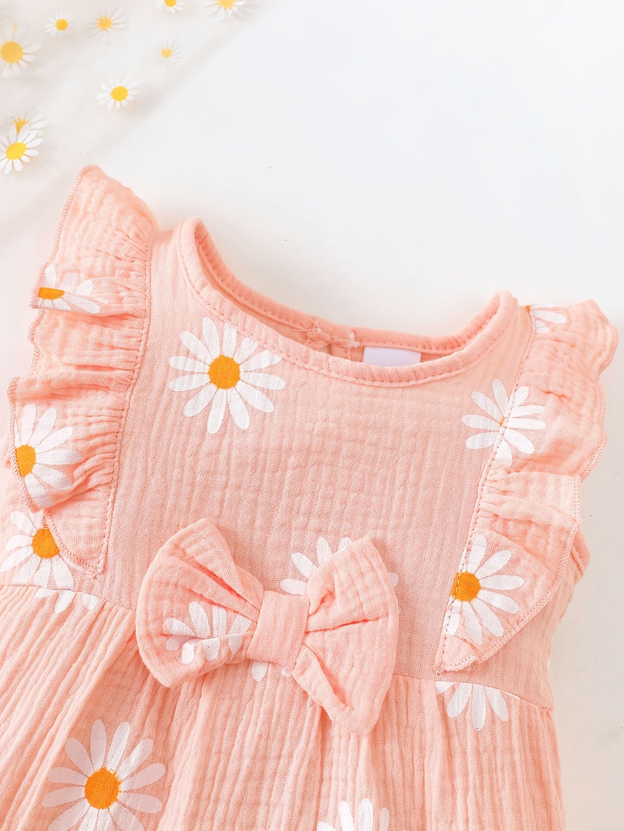Romper bébé fille été style mignon avec motif petite marguerite — Monptitlou