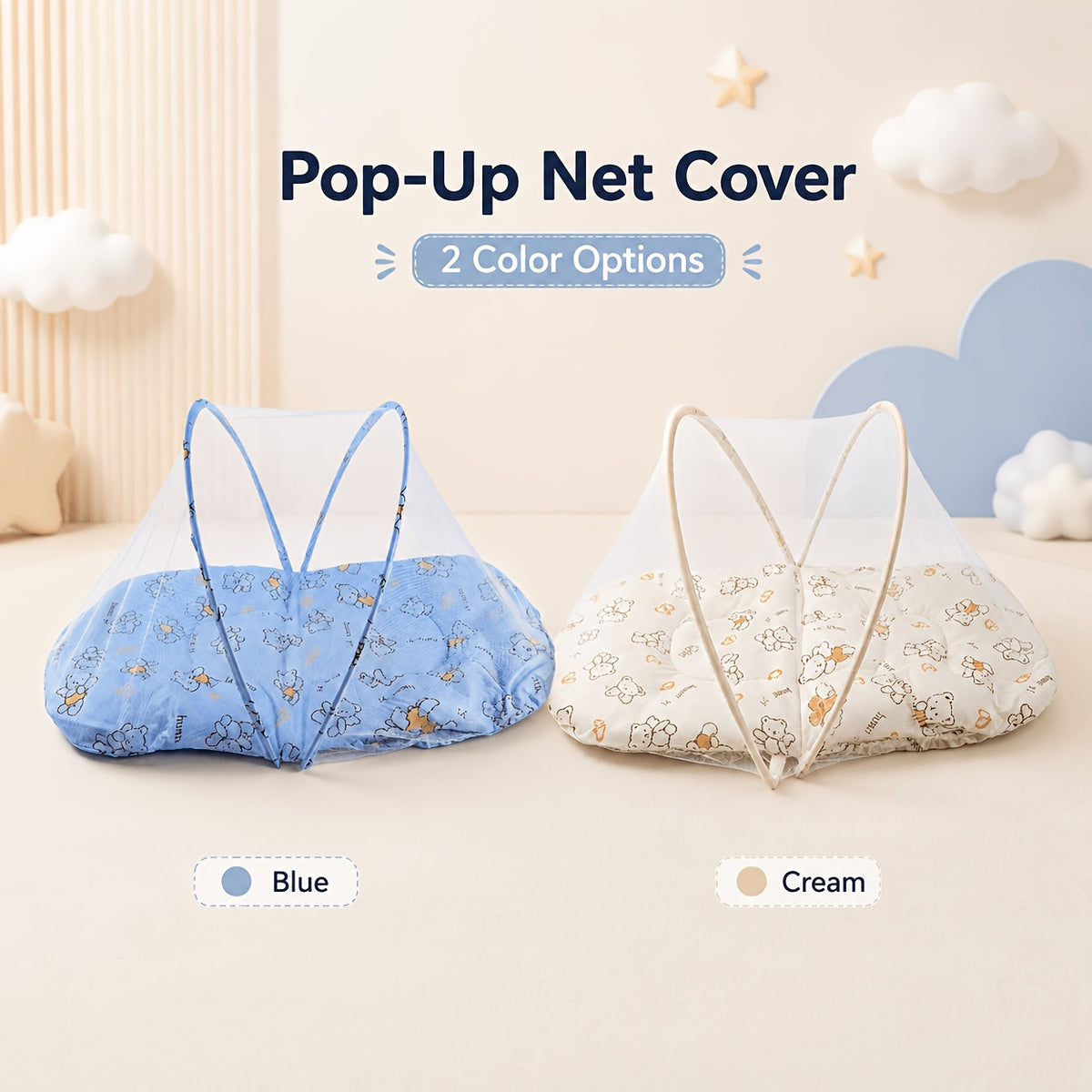 Matelas anti-moustique pliable pour bébé, support portable ouvert — Monptitlou Image