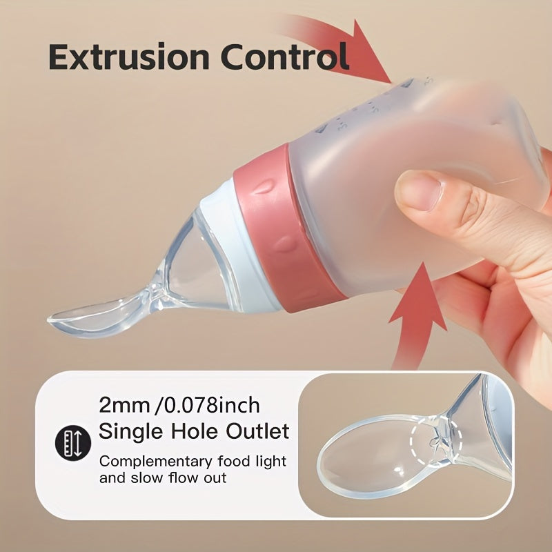 Biberon d'alimentation pour bébé en silicone liquide 100 ml/3 oz, broyeur d'aliments, pâte de riz, biberon à presser pou