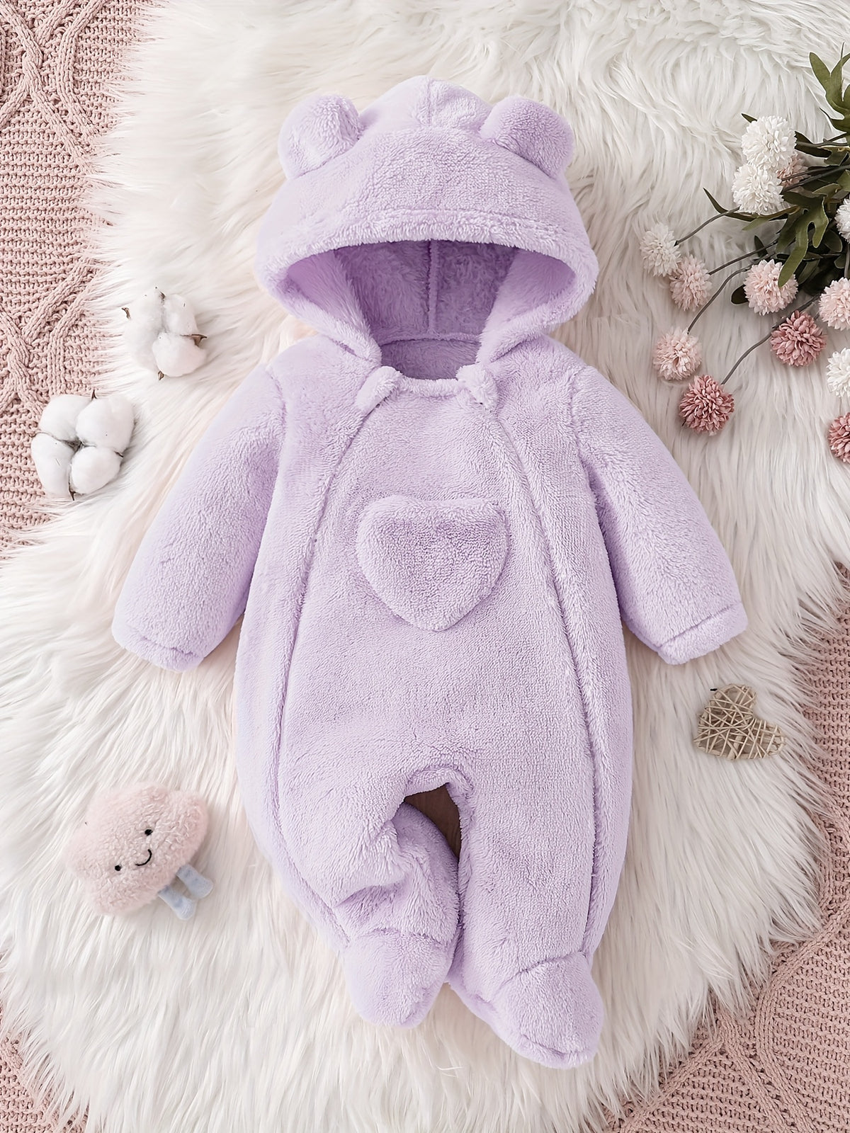 Combinaison bébé fille en peluche violette pour automne hiver — Monptitlou Image