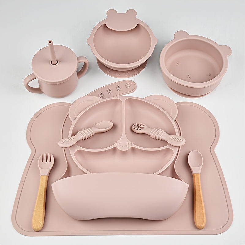 Ensemble de couverts bébé 10 pièces, assiettes en silicone — Monptitlou