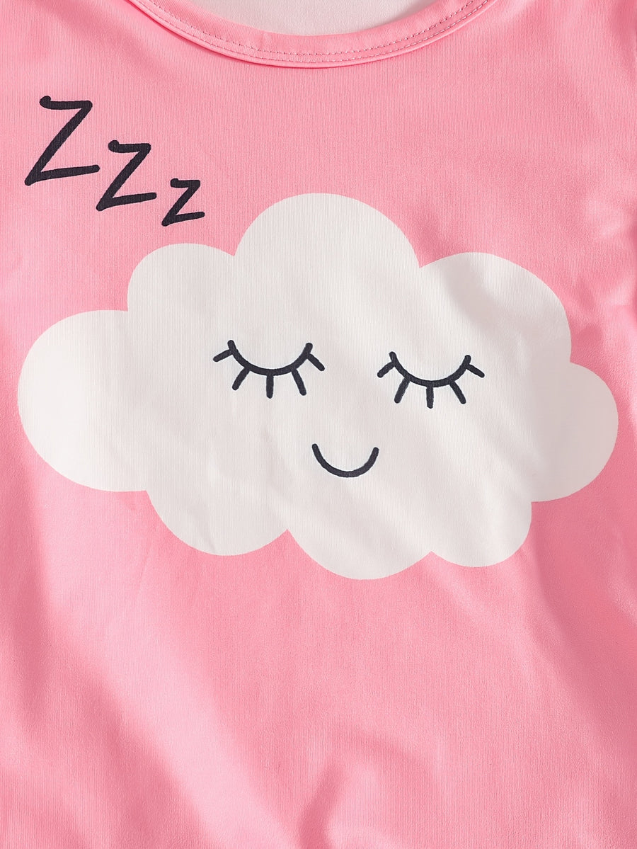 Pyjama pour filles avec imprimé nuage, étoile et lune — Monptitlou