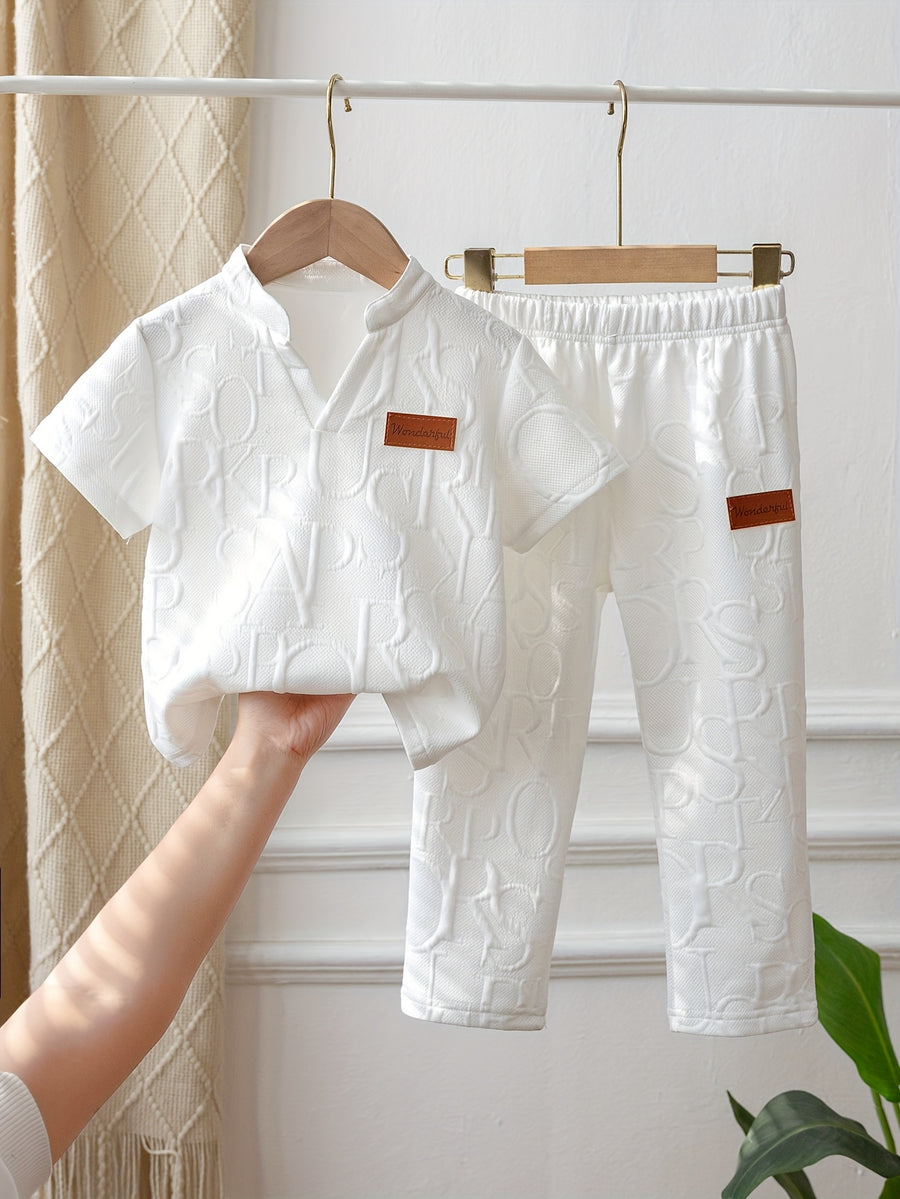 Ensemble 2 pièces pour garçons : T-shirt à manches courtes décontracté — Monptitlou